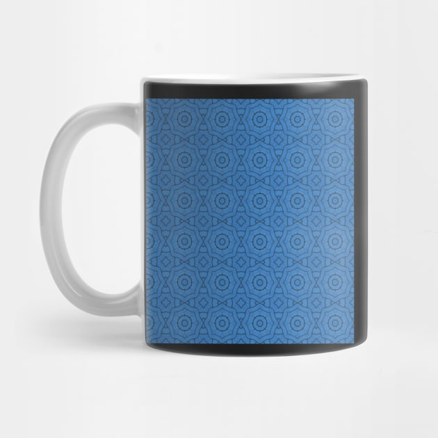 Blueberry Blue and Black Geometric Star Flower Pattern by gloobella